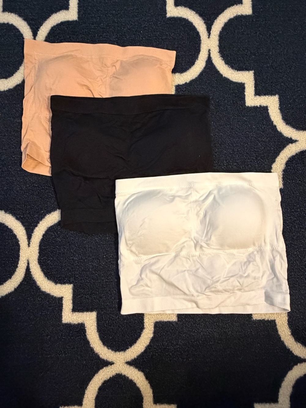 Seamless Bandeau Bralette Trio - Nude, Black, White